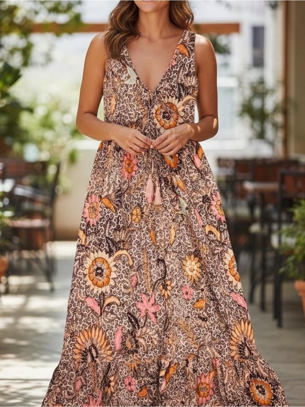 MADEWELL Boho Floral V-Neck Maxi Dress